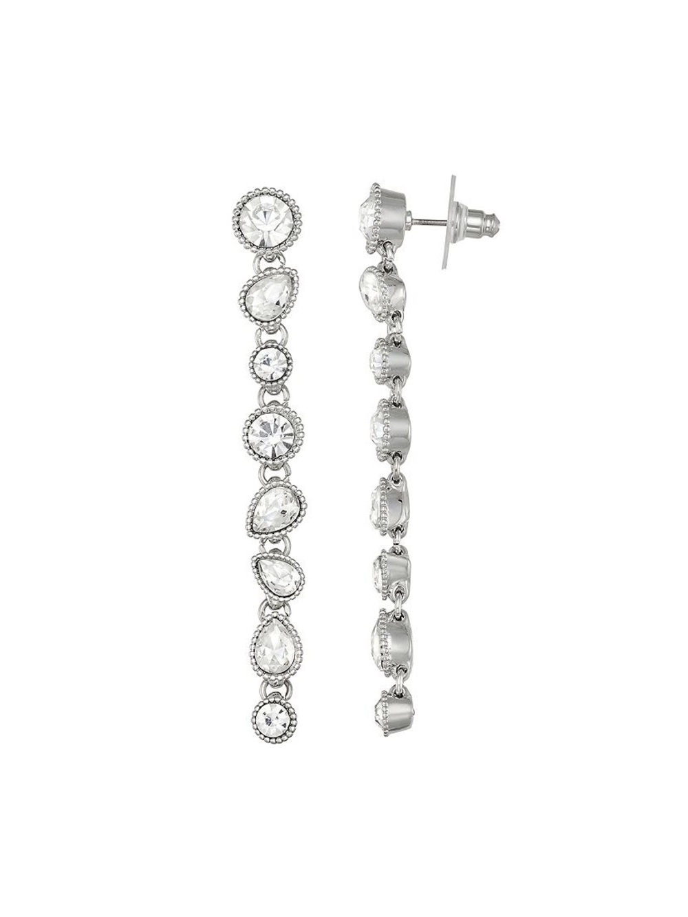 Simply Vera Vera Wang Pink and Clear Crystal Linear Drop Earrings